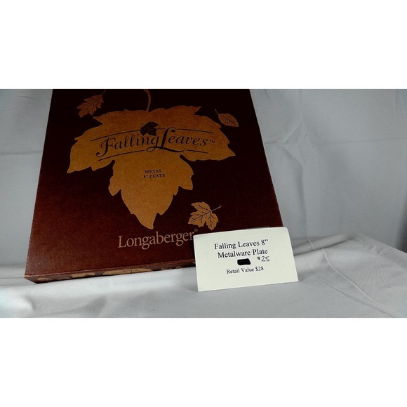 Longaberger Falling Leaves Metal Plate 8" Pewter Color, New In Box (2001) - Picture 8 of 8